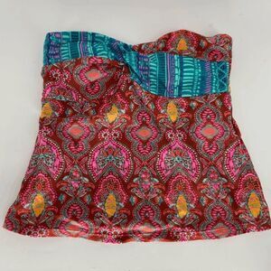 Aqua Couture Womens Orange Teal preowned tankini bathing suit top small